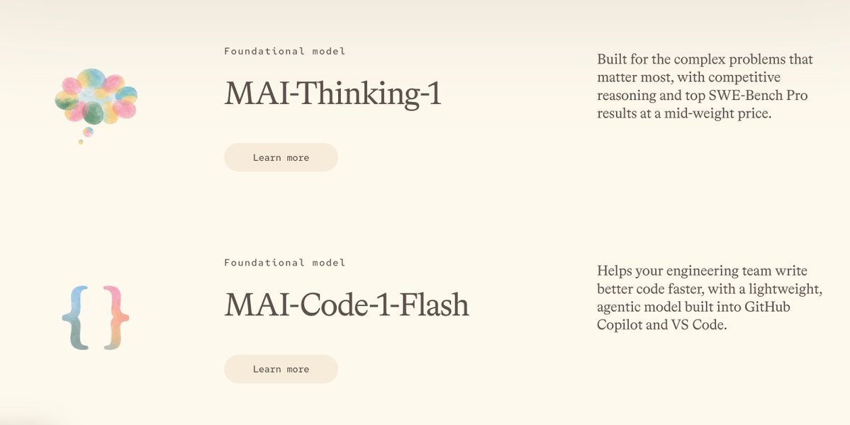 Rodzina modeli MAI w Microsoft Foundry: MAI-Thinking-1 i MAI-Code-1-Flash